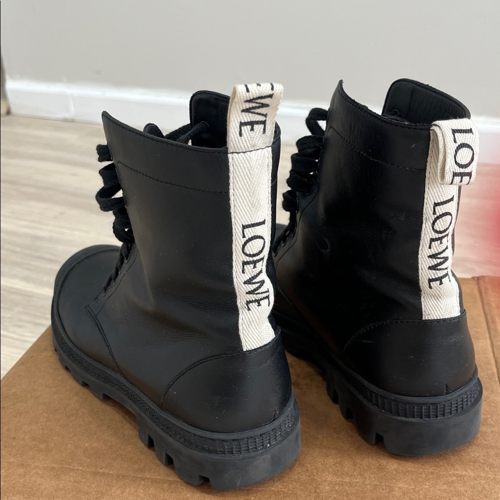 Loewe Leather Combat Boots Size: 38